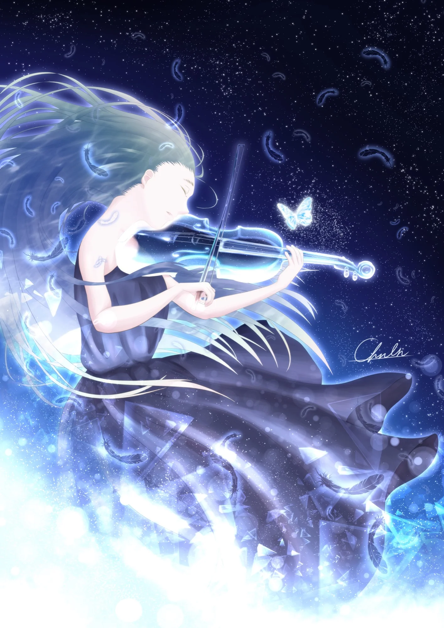 A girl playing the violin